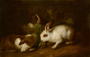 Hares in a Landscape, Genoese School by Unbekannt Unbekannt